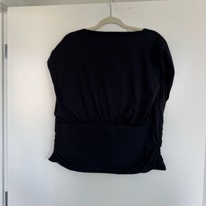 Abercrombie & Fitch Runched V-Neck Top Black Women's Top